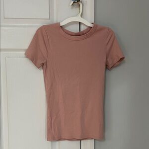 a new day Women's Rose Ribbed Short Sleeve Top